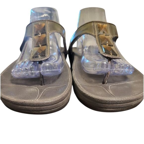 Fitflop Gold Embellished Womens Thong Sandals, Size 11 - Picture 6 of 10